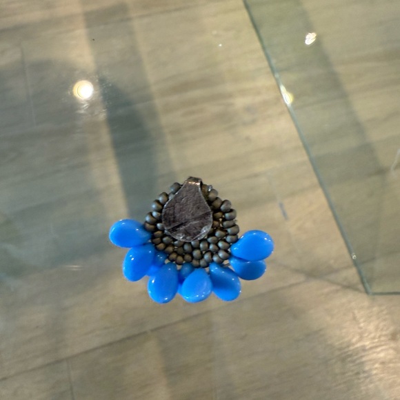 BUNDLE - Blue “Rice” Beading Silver Choker and matching earrings - Picture 3 of 8